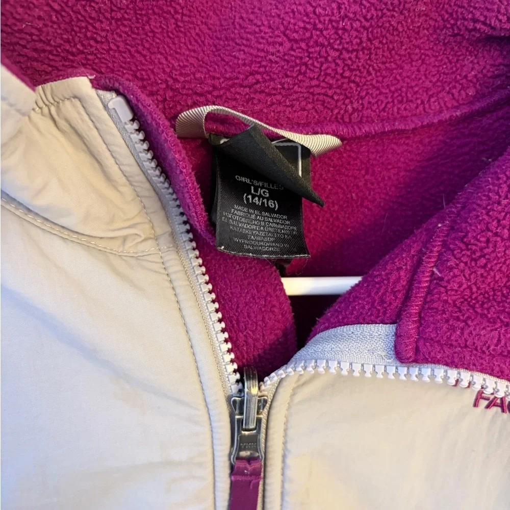 North face grey and purple Denali fleece jacket kids girls  large  14/16